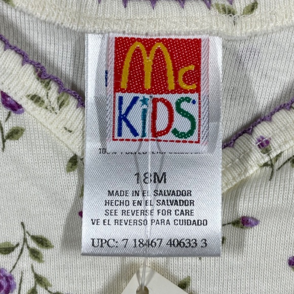 NEW Vintage McDonalds McKids Shirt Pants Set Girls 18 Months purple floral 90s - Picture 4 of 13